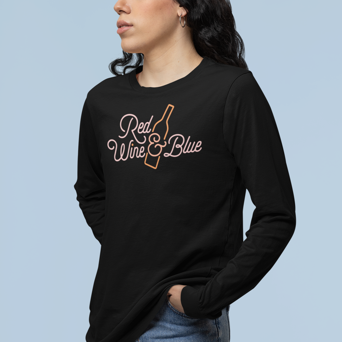 Red Wine and Blue Logo Long Sleeve T-Shirt